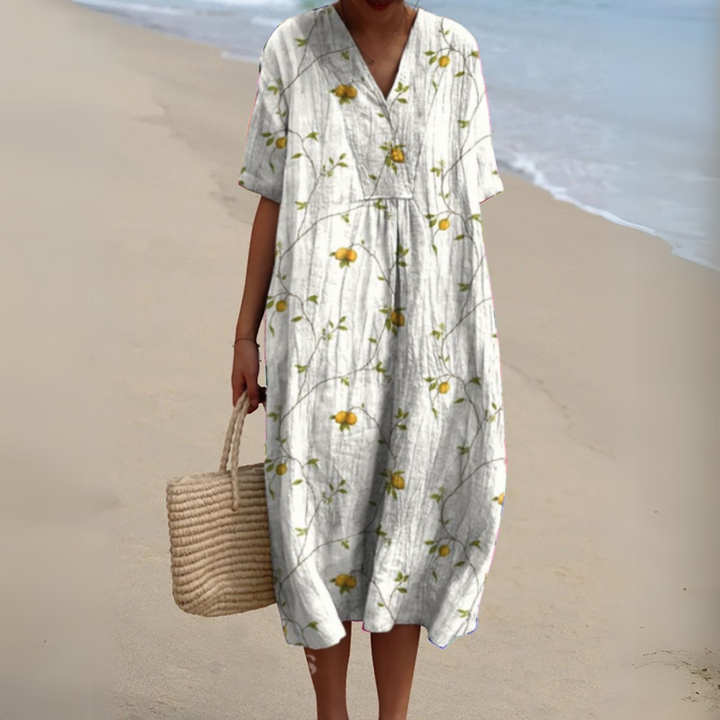 Adele | Painterly Floral V-Neck Dress
