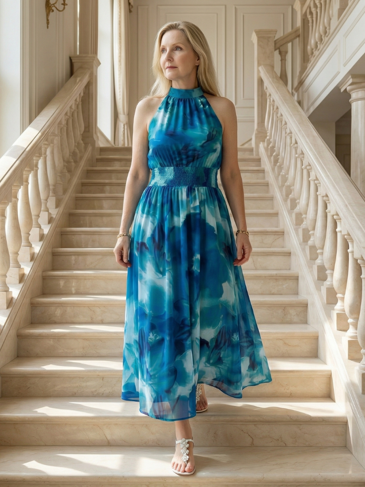 Marlene | Gathered Halter Midi Dress