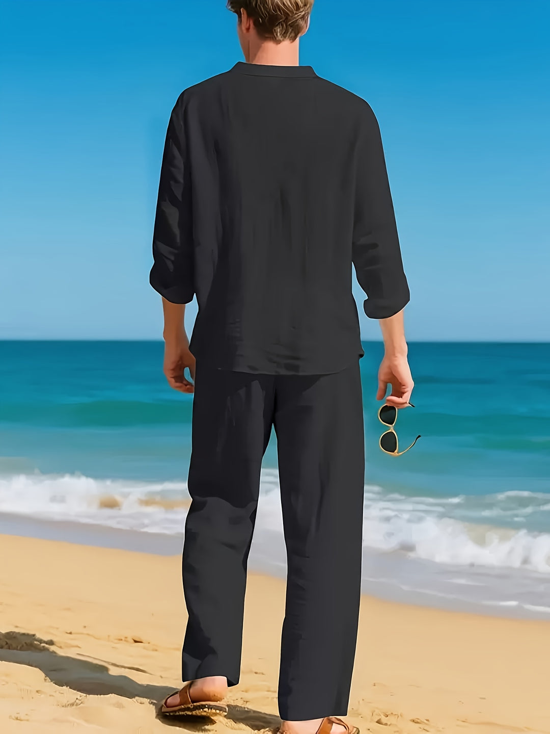 Faro | Men's Linen Long Sleeve Top & Trousers Set