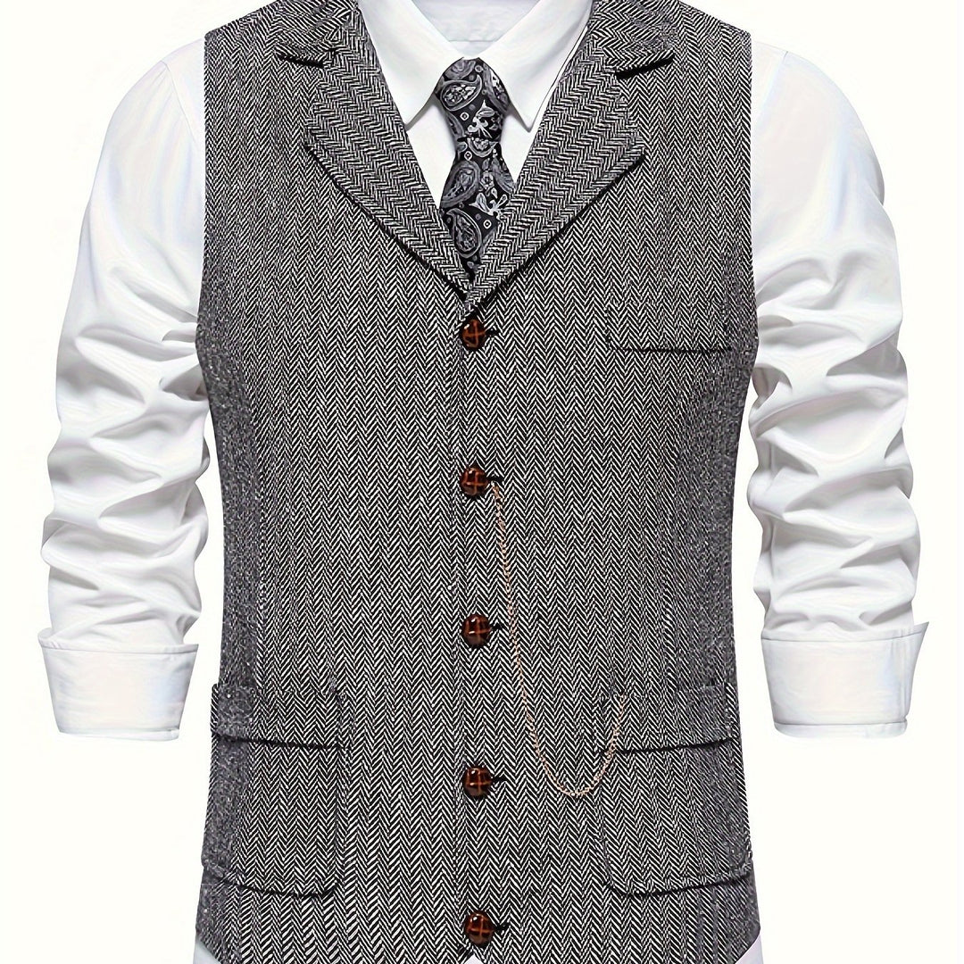 Edmund | Herringbone Single-Breasted Vest