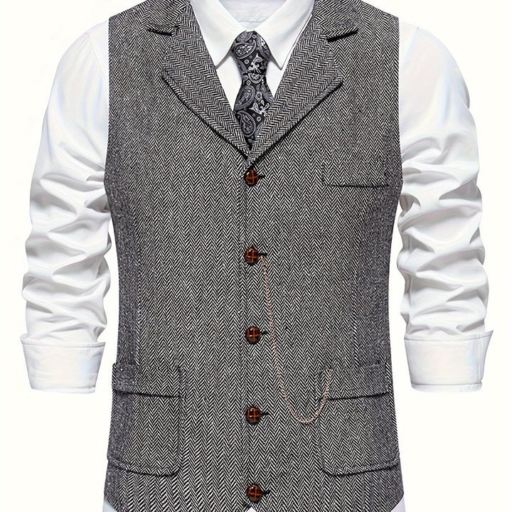 Edmund | Herringbone Single-Breasted Vest