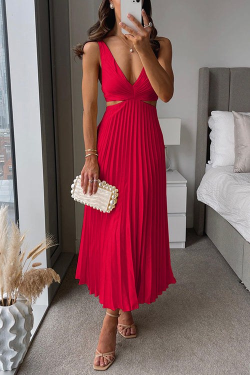 Eliana | Pleated Cutout Maxi Dress