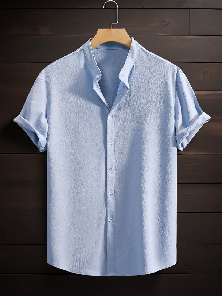 Harlan | Men's Textured Stand Collar Short Sleeve Shirt