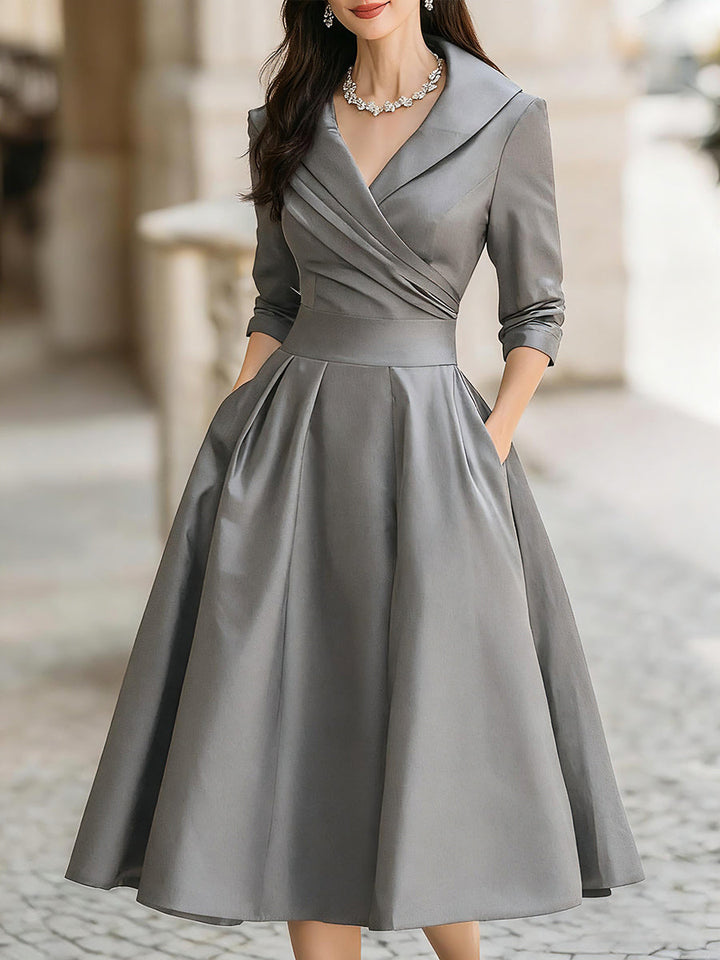 Wren | Shawl Collar A-Line Midi Dress