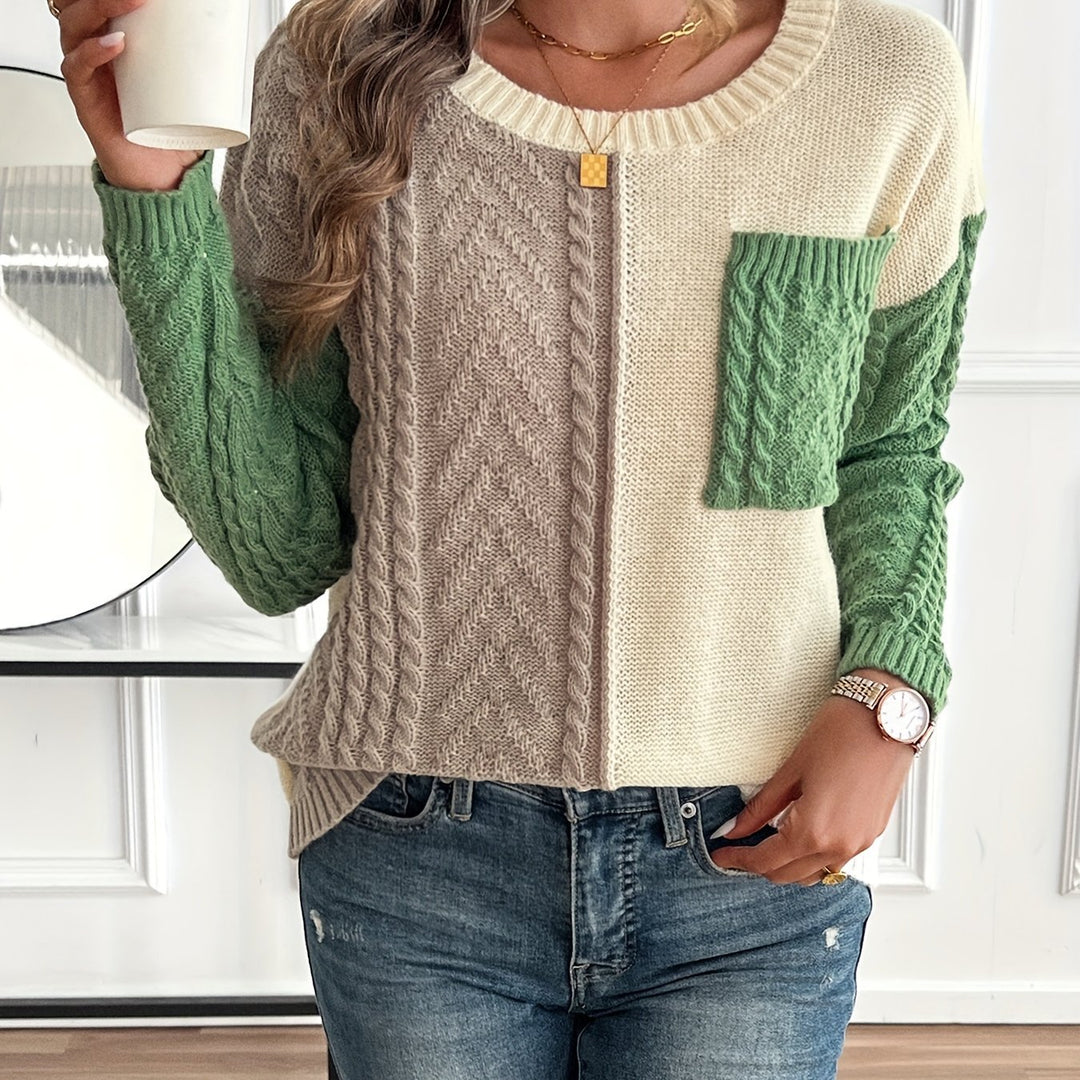 Harriet | Color-Block Cable-Knit Sweater