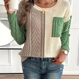 Harriet | Color-Block Cable-Knit Sweater
