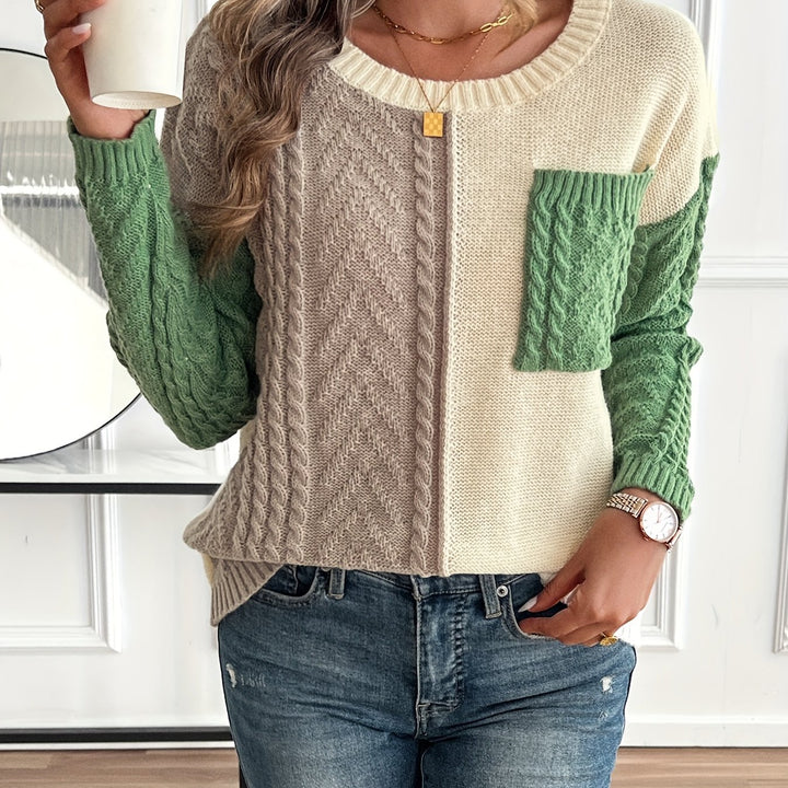 Harriet | Color-Block Cable-Knit Sweater