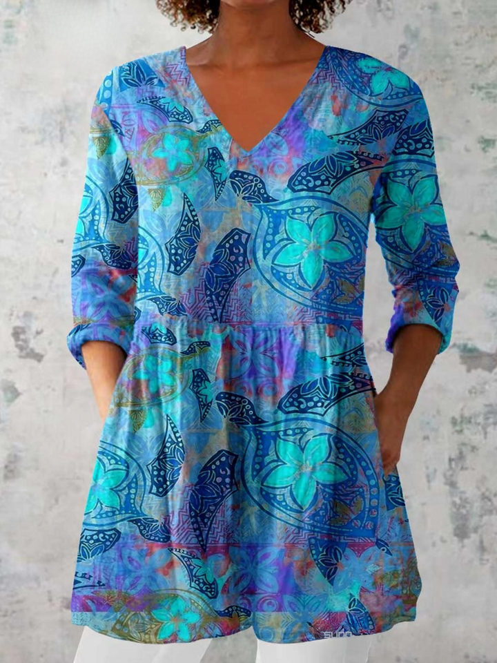 Diane | Flowing V-Neck Tunic Blouse