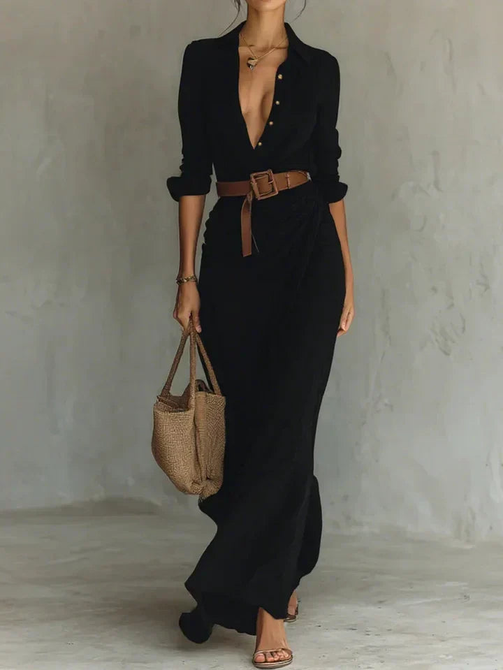 Camila | Collared Wrap Maxi Dress