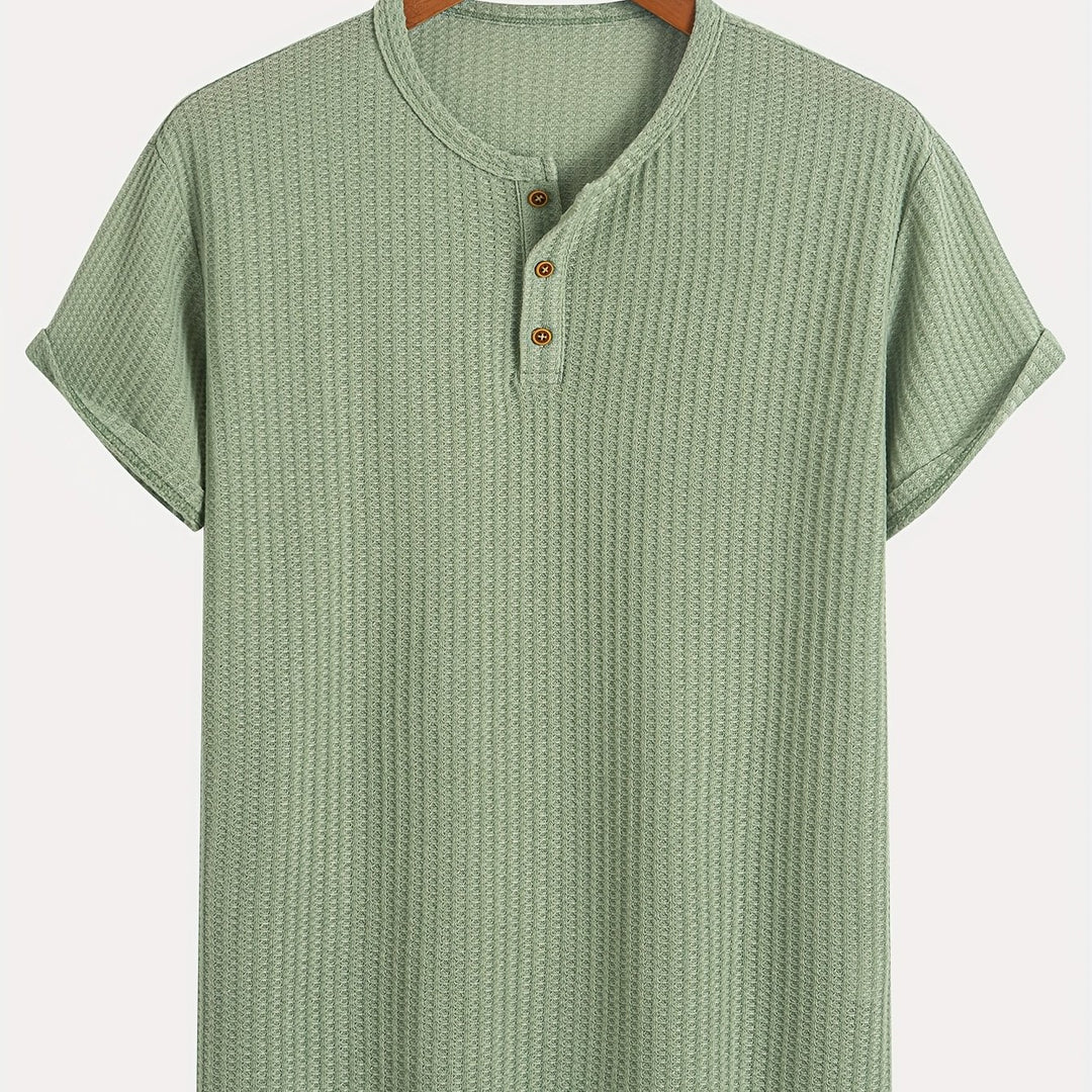Augustus | Men's Ribbed Knit Henley T-Shirt