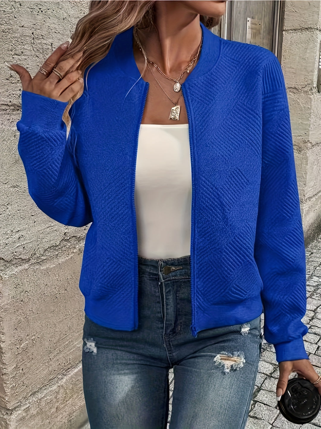 Charlotte | Textured Zip-Up Jacket
