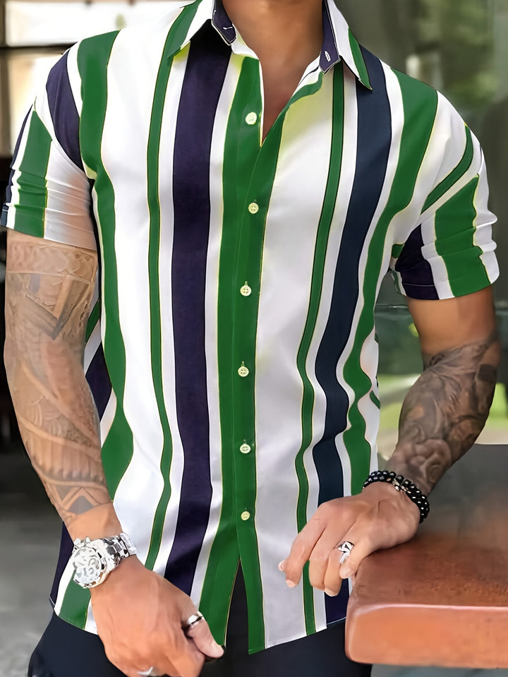 Albert | Men's Vertical Stripe Short Sleeve Shirt
