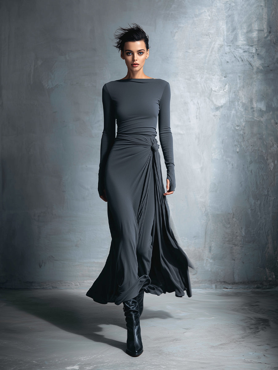 Liliana | Draped Side-Tie Maxi Dress
