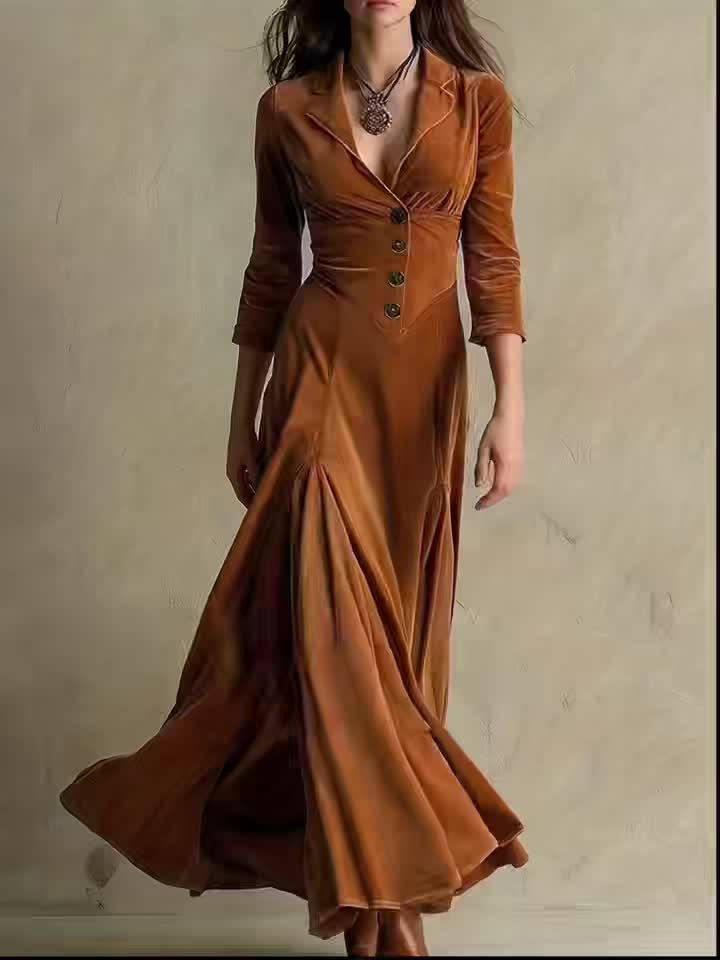 Amabel | Elegant Button-Front Collar Maxi Dress