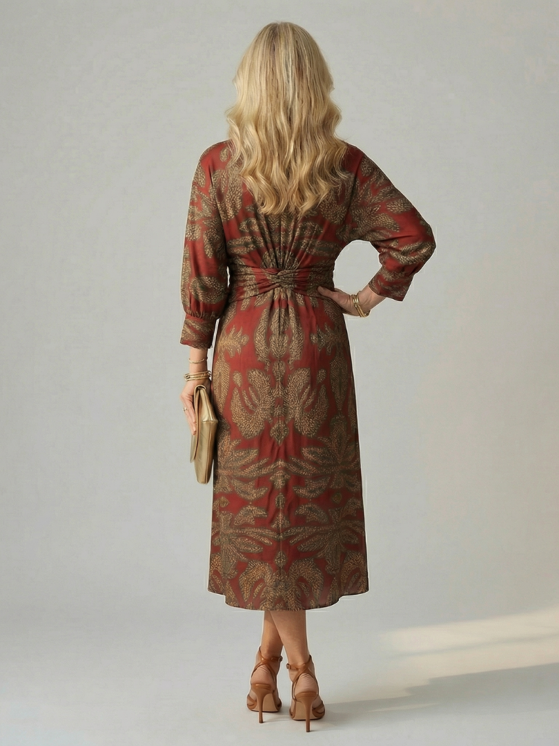 Corinna | Twist-Front Wrap Midi Dress
