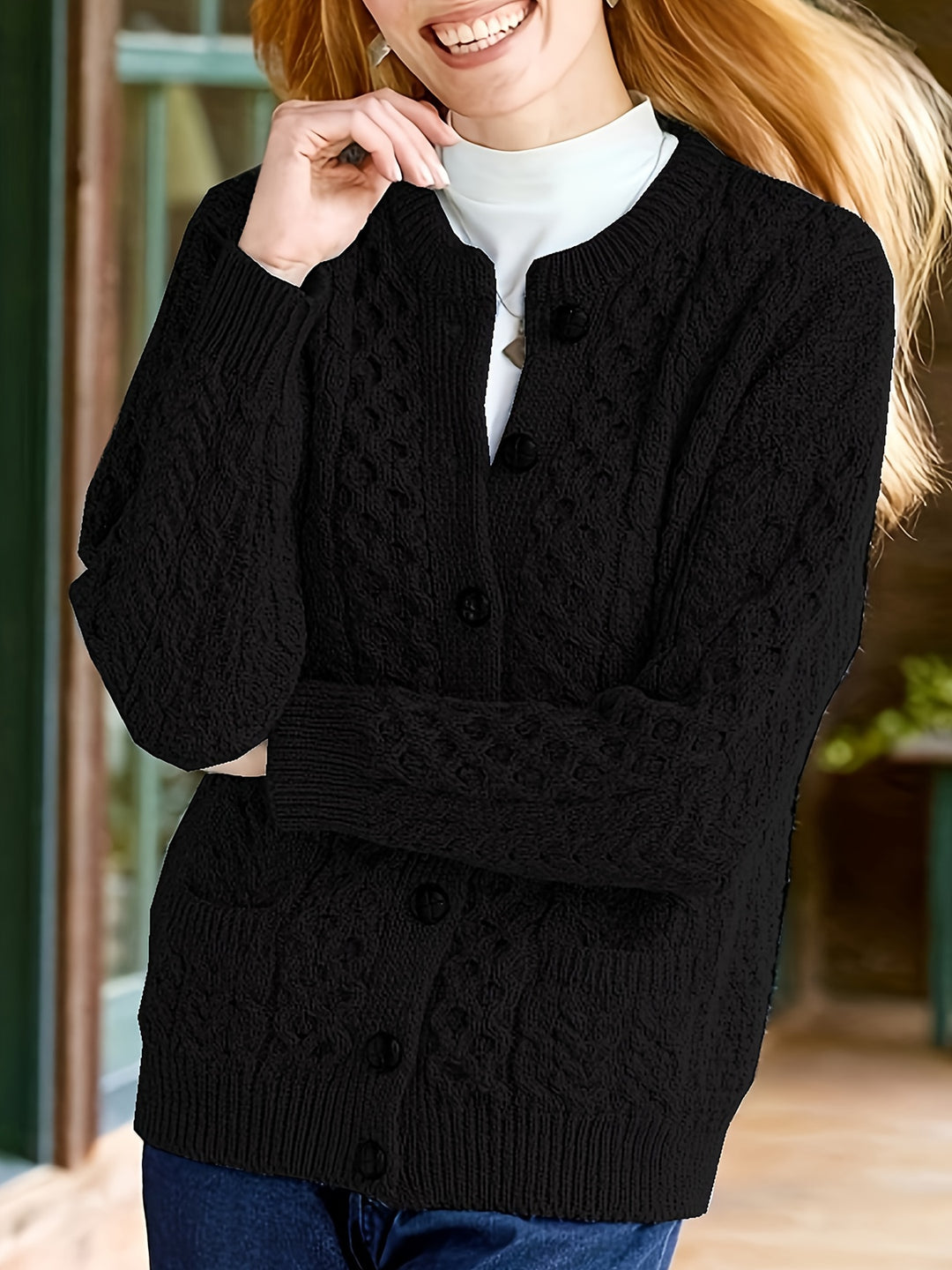 Delphine | Cable-Knit Button Cardigan