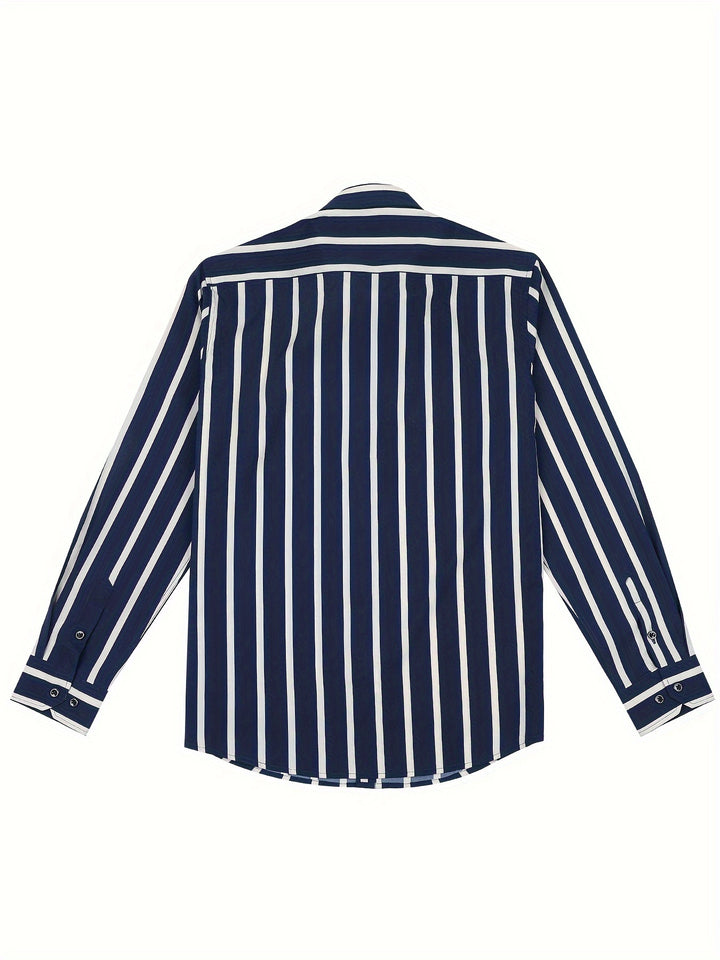 Stroud | Men's Slim Fit Bold Stripe Long Sleeve Dress Shirt
