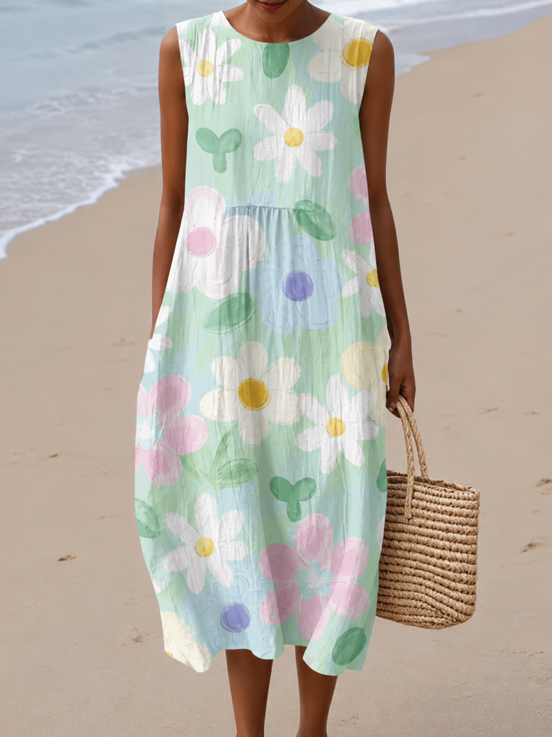Amara | Blossom Print Sleeveless Midi Dress