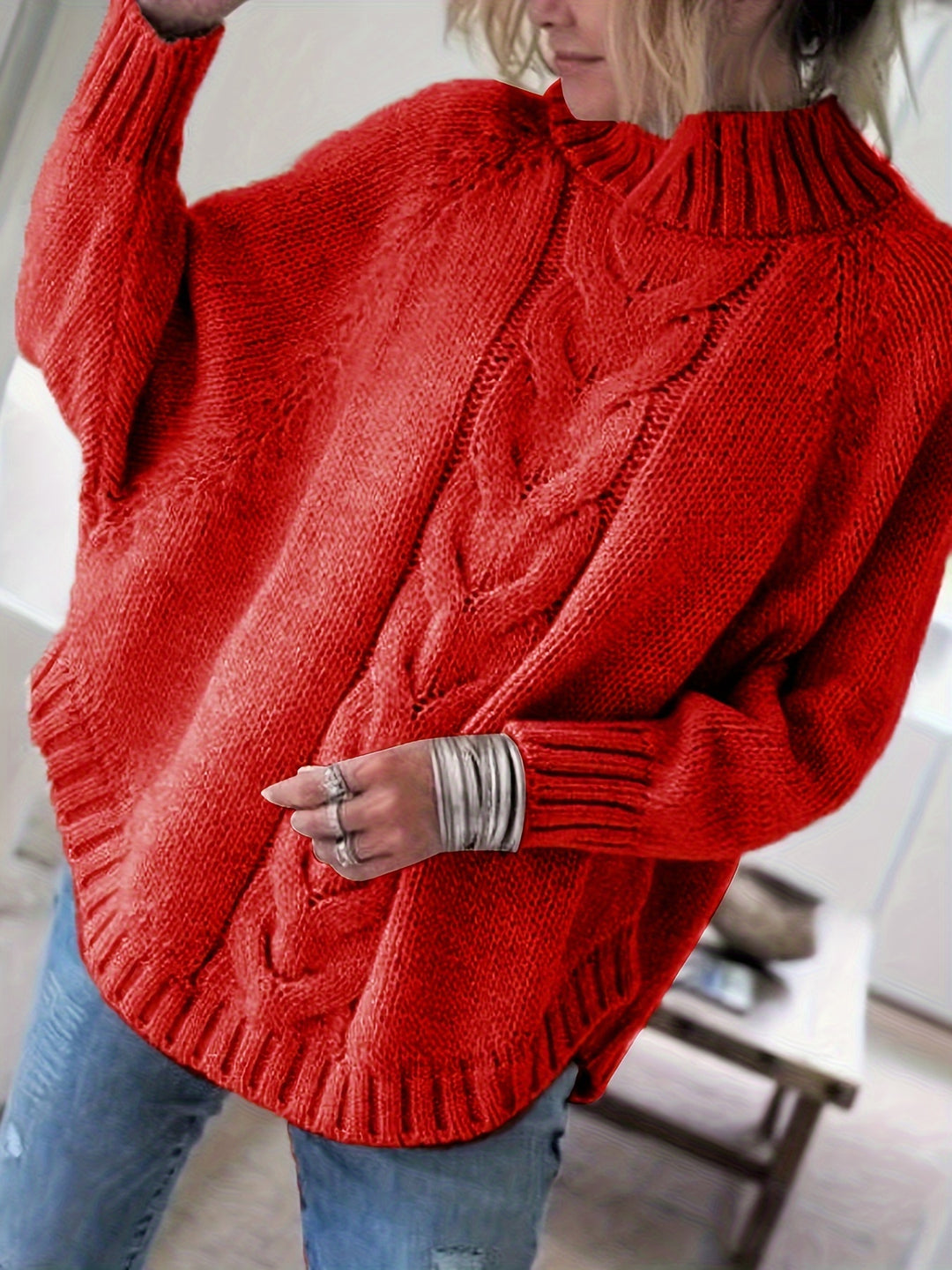 Carolyn | Cable-Knit High-Neck Sweater