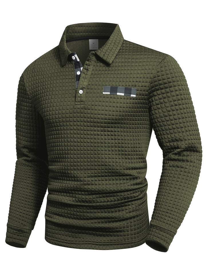 Hollis | Textured Long-Sleeve Polo Shirt