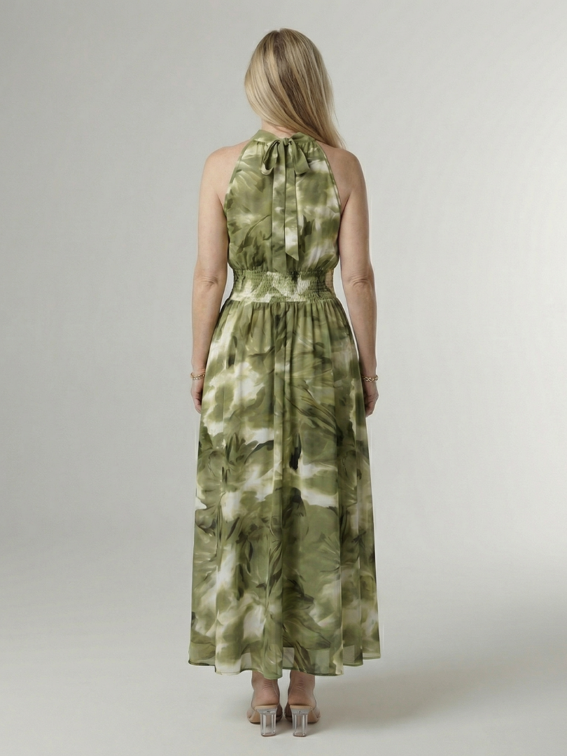 Marlene | Gathered Halter Midi Dress