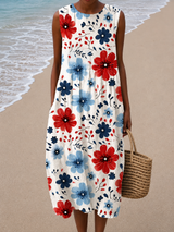 Nancy | Sleeveless Floral Midi Dress