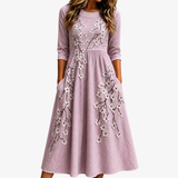 Aurelie | Blossom Embroidered Midi Dress