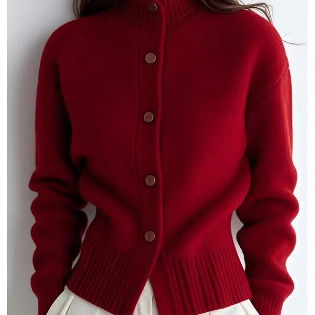 Sabine | Button-Front Mock Neck Cardigan