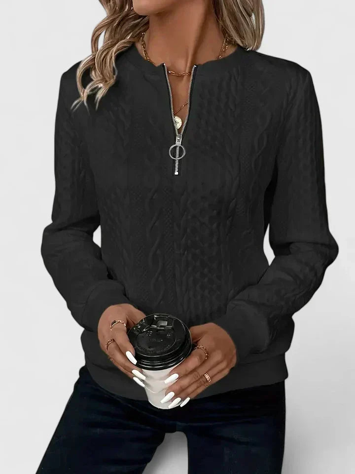 Whitney | Textured Half-Zip Sweater