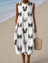 Wendy | Playful Print Sleeveless Midi Dress