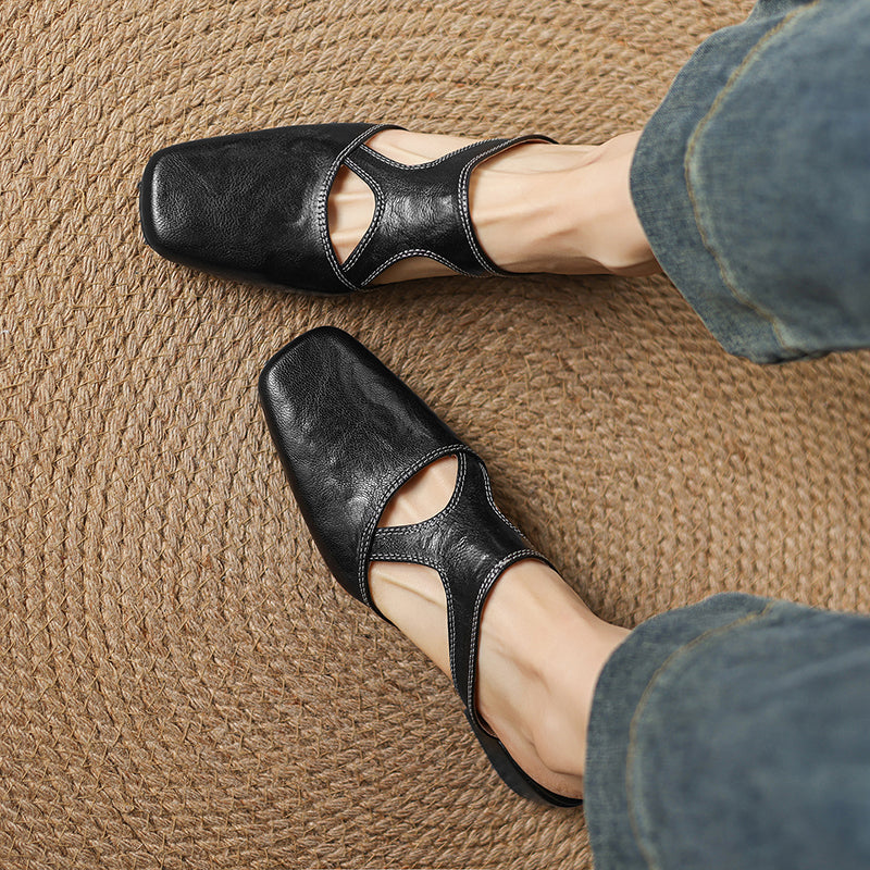 Brielle | Square-Toe Heeled Mules
