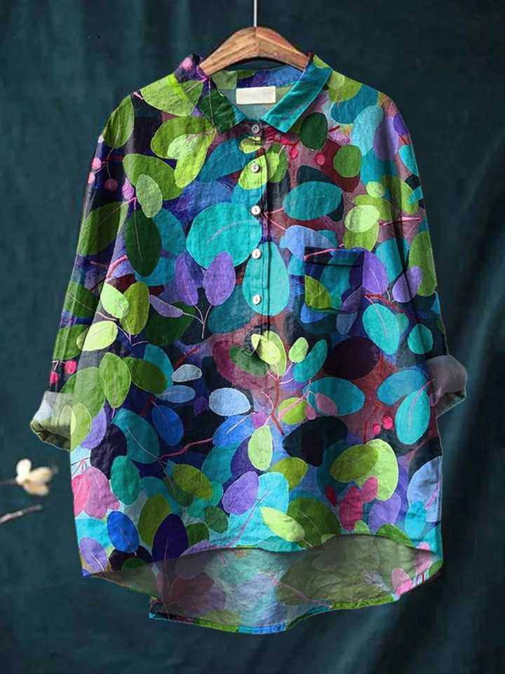 Serena | Artful Botanical Print Casual Shirt