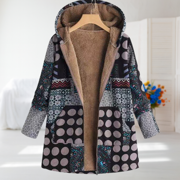 Corinna | Cozy Hooded Patchwork Coat
