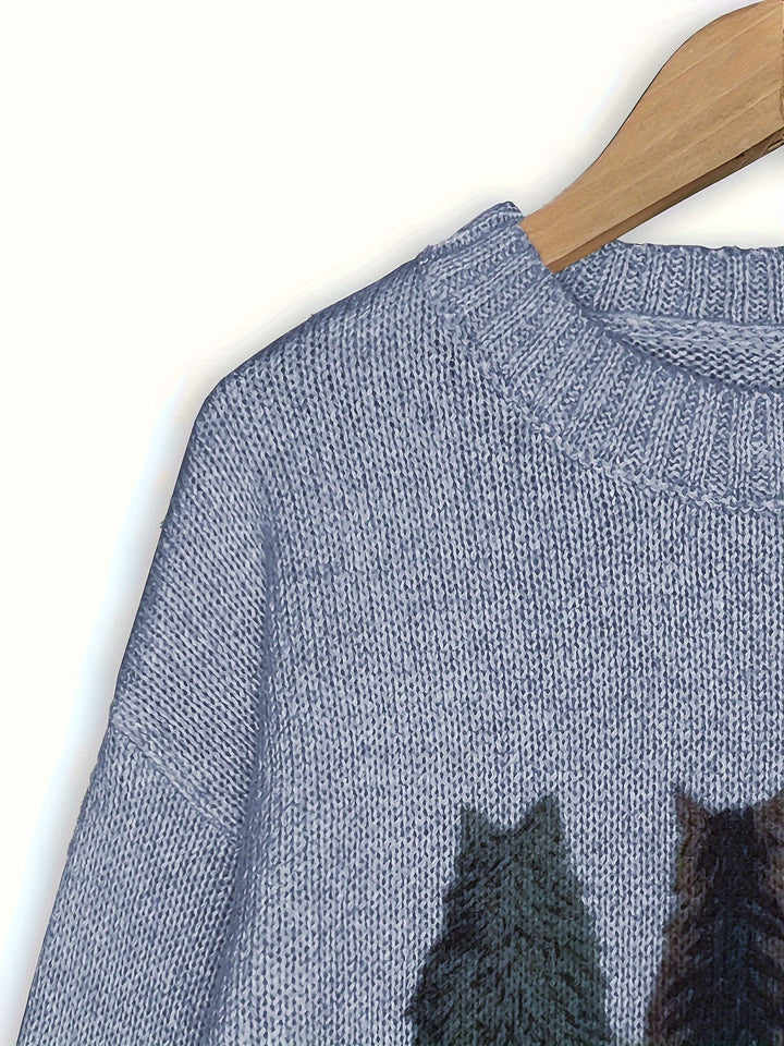 Lydia | Cozy Cat-Print Sweater