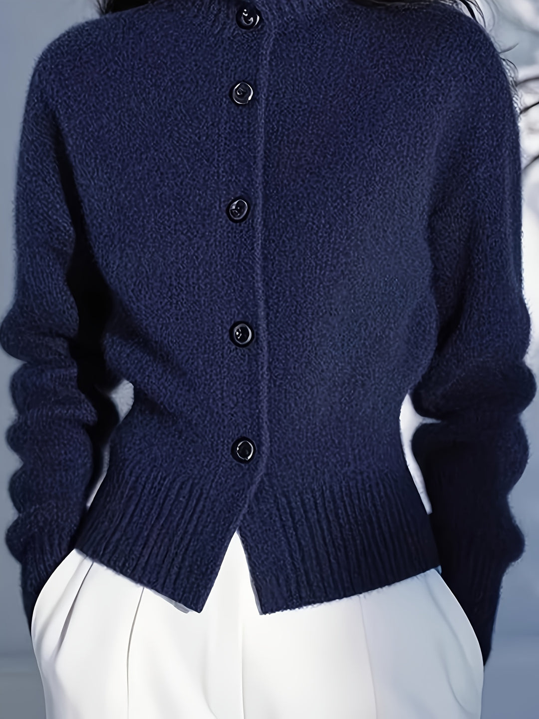 Sabine | Button-Front Mock Neck Cardigan