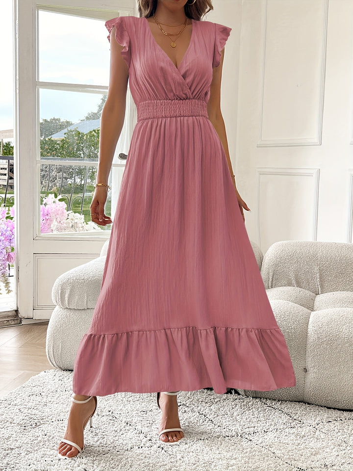Seraphina | Ruffled V-Neck Midi Dress