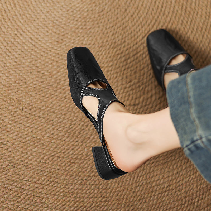 Brielle | Square-Toe Heeled Mules
