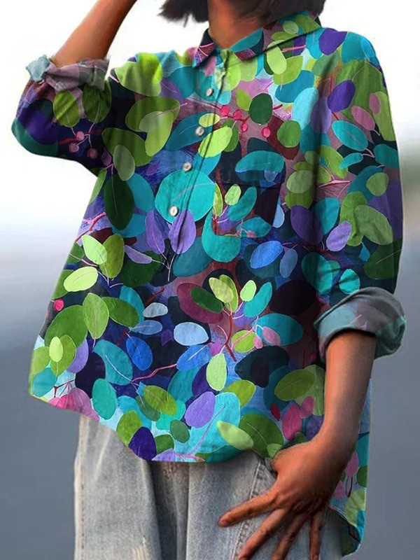 Serena | Artful Botanical Print Casual Shirt