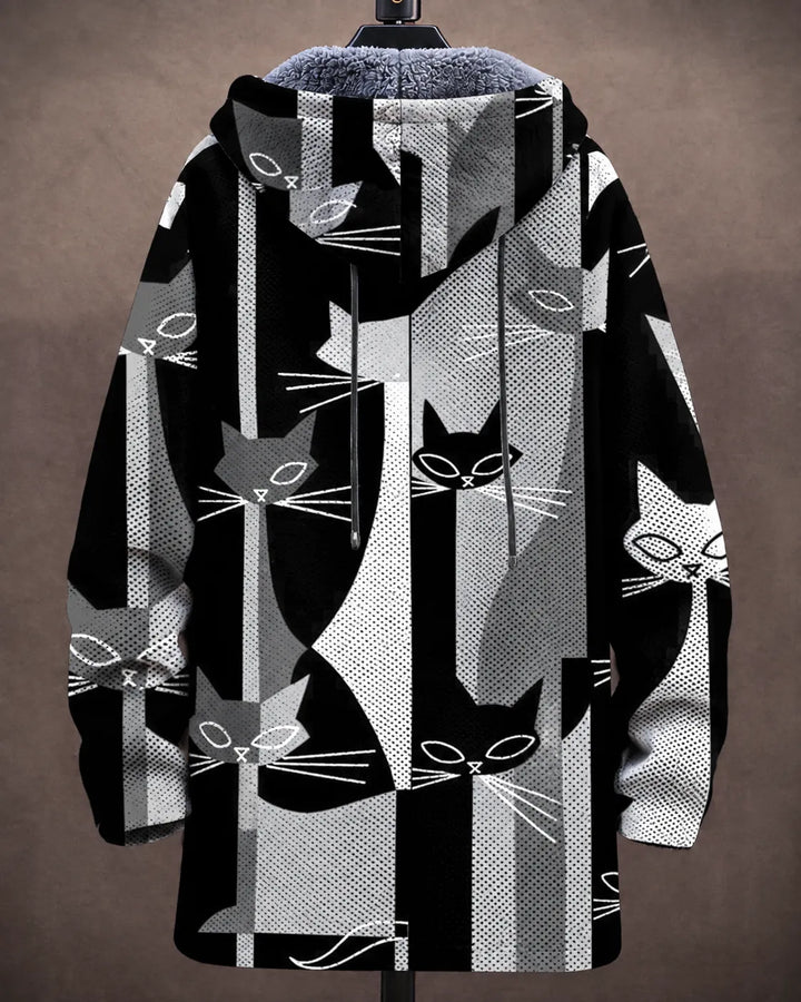 Oliver | Playful Cat-Print Hooded Jacket