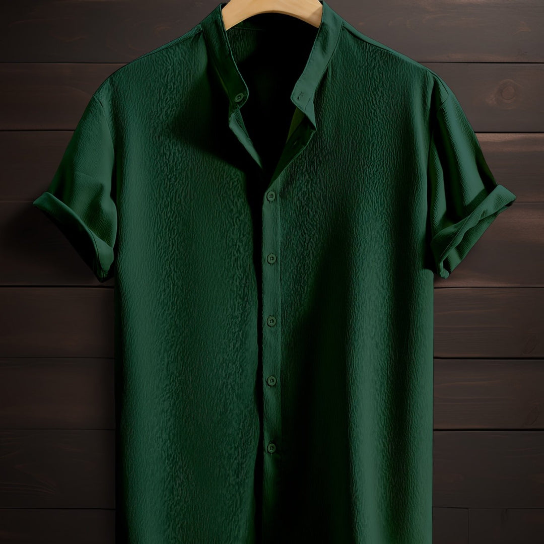 Harlan | Men's Textured Stand Collar Short Sleeve Shirt