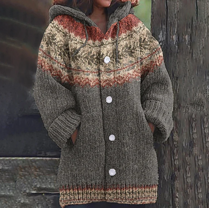 Sigrid | Hooded Patterned Cardigan