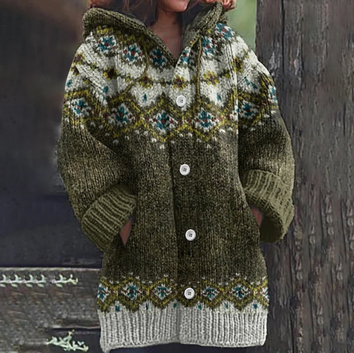 Sigrid | Hooded Patterned Cardigan