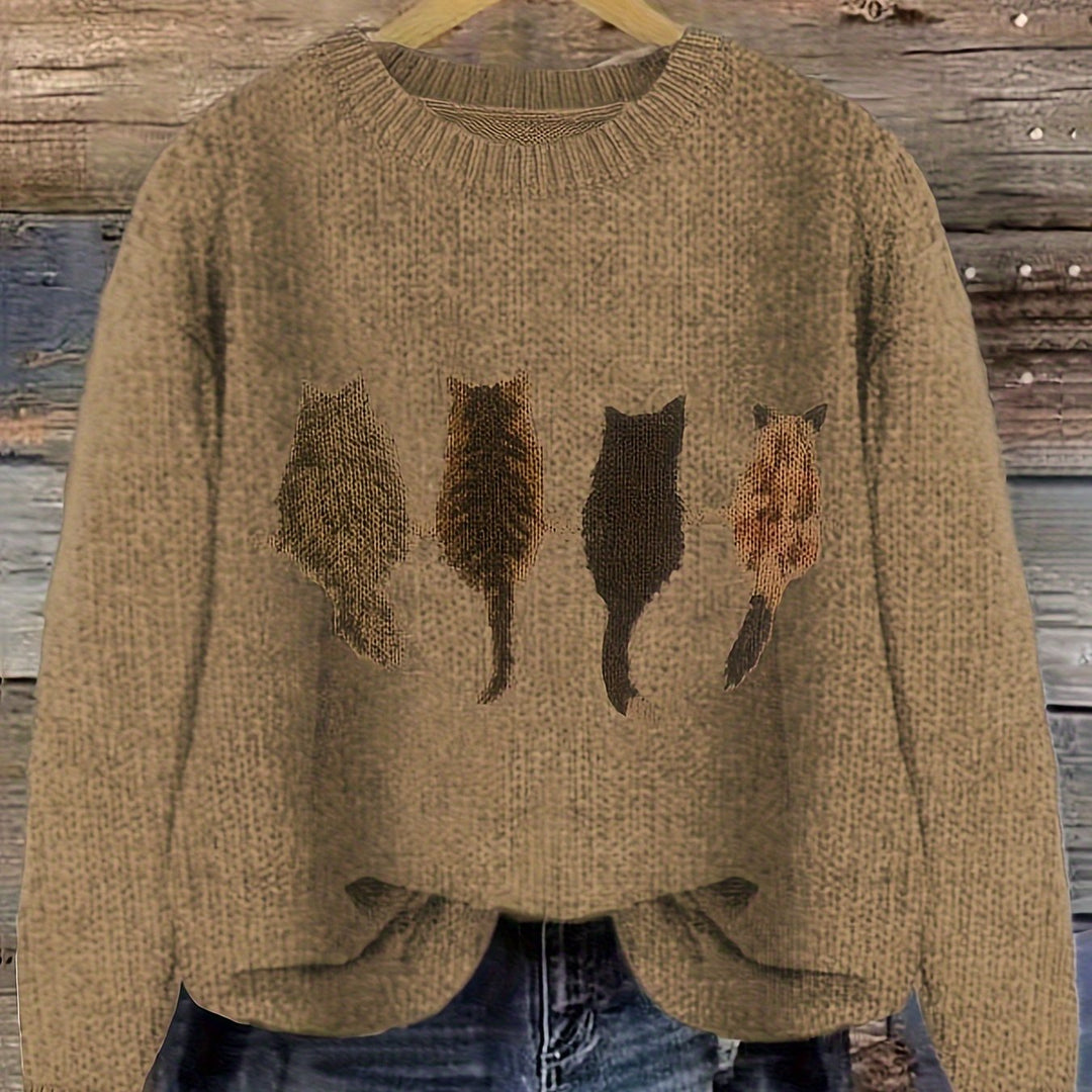 Lydia | Cozy Cat-Print Sweater