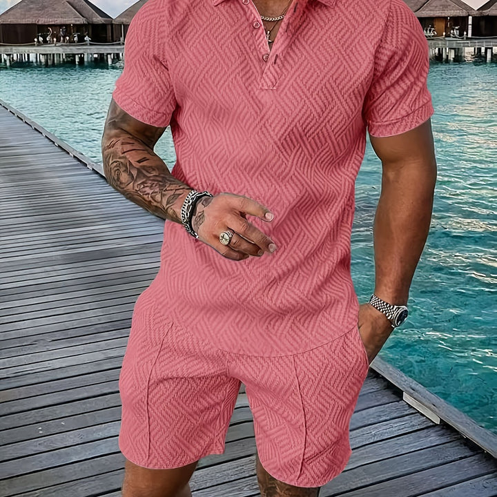 Solano | Men's Collar Button Placket Polo & Shorts Set