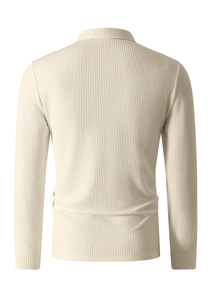 Derek | Men's Ribbed Knit Quarter-Zip Polo