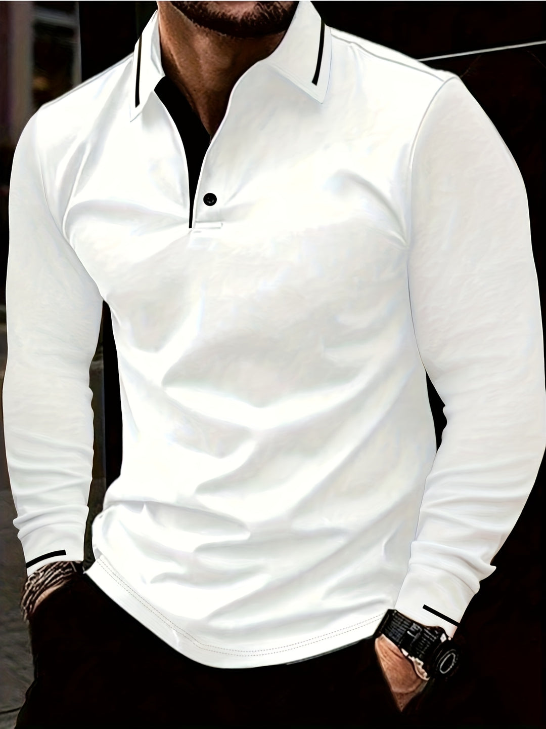 Maxwell | Men's Long Sleeve Contrast-Trim Polo