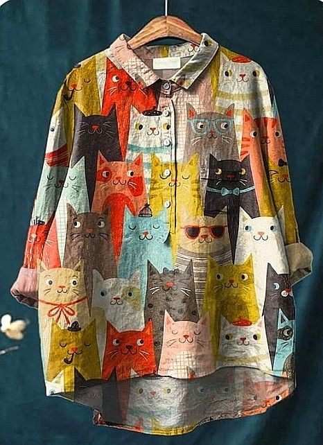 Selina | Playful Cat Print Blouse