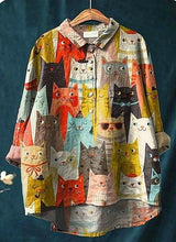 Selina | Playful Cat Print Blouse