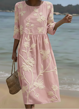 Joanna | Floral Embroidered Midi Dress