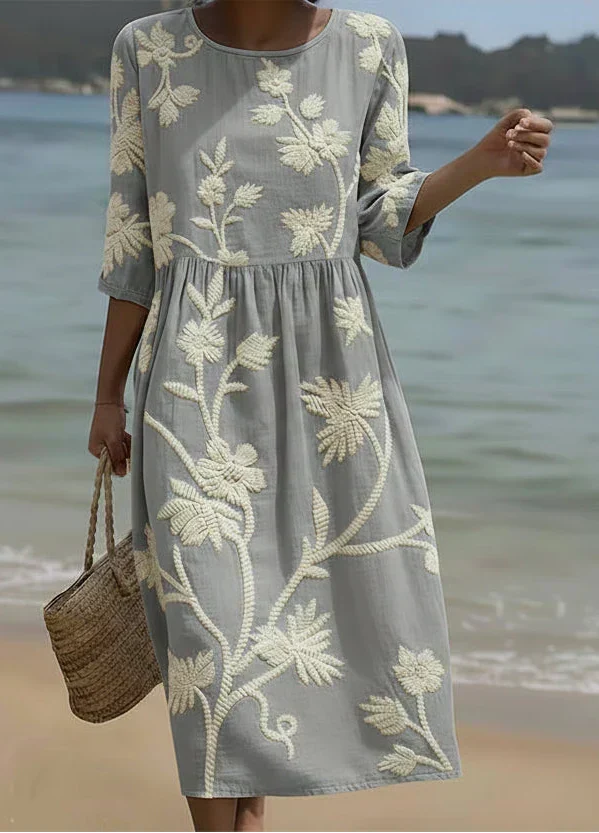 Sheila | Embroidered Floral Midi Dress